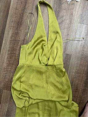 Zara Lime Green Halter Neck Evening Dress